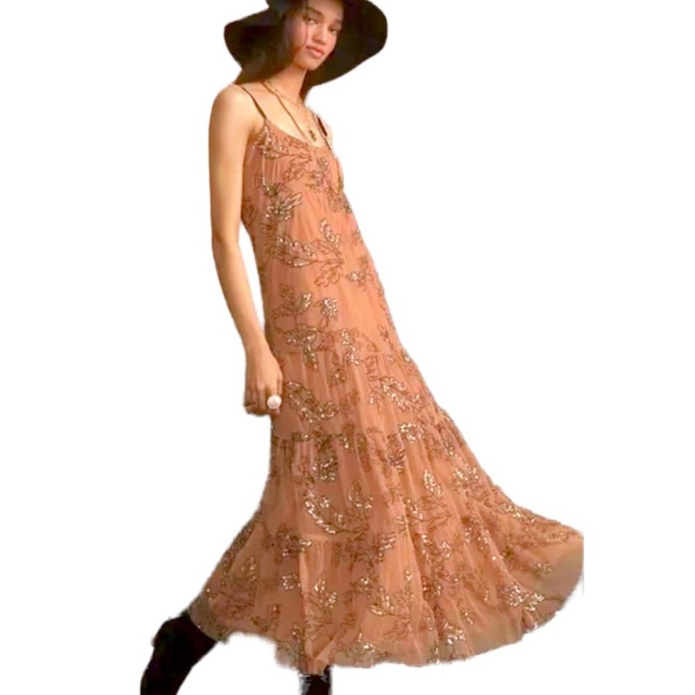 NWT Anthropologie Maeve Sequined Tulle Midi Dress Blogger Favorite Size: Medium